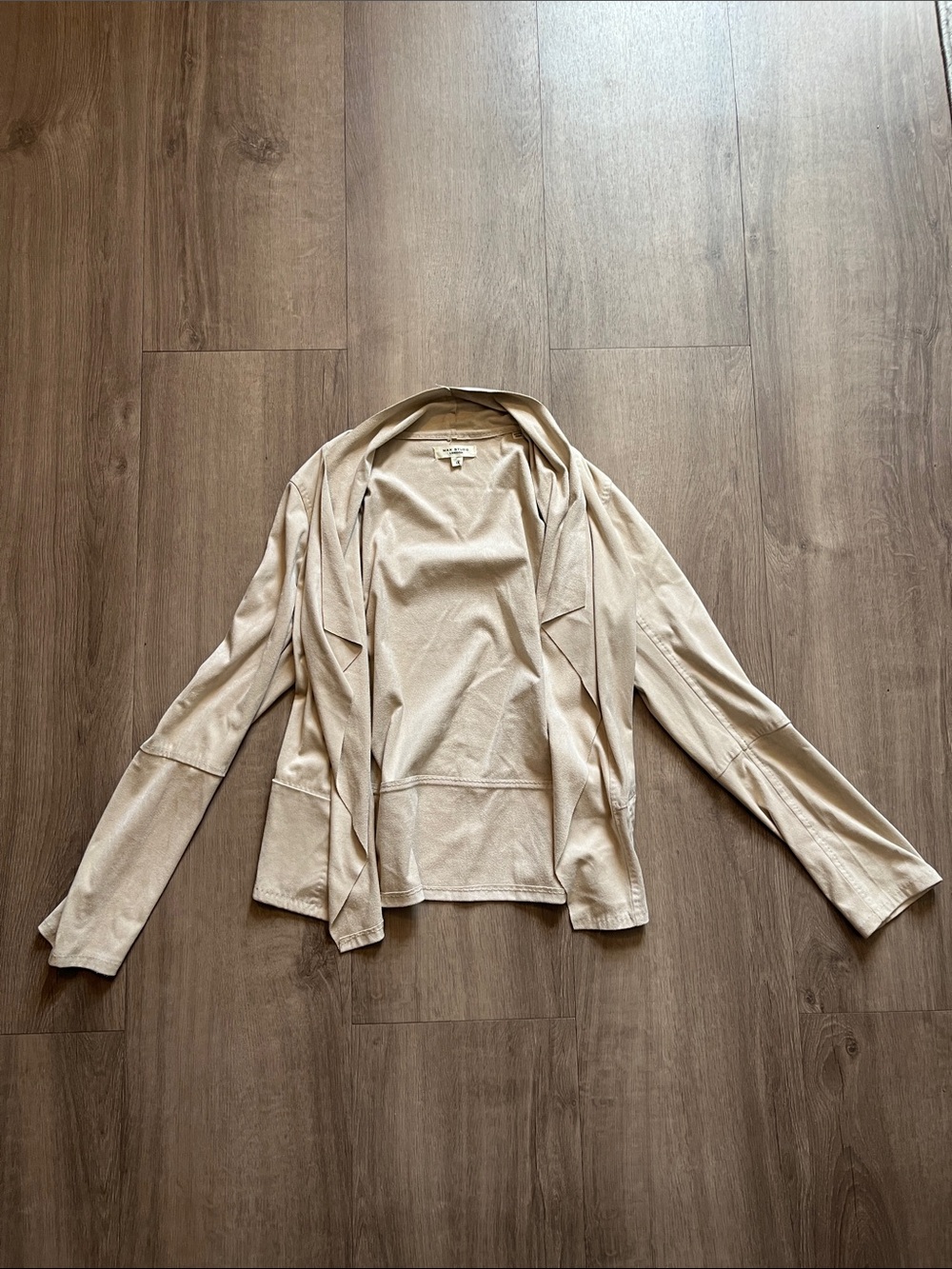 Max Studio Light Beige Draped Open-Front Blazer